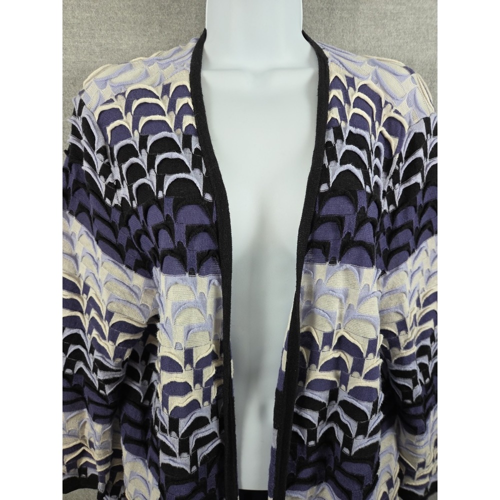 Chicos Eastwear 3 Size XL Purple Cardigan Open Tunic Long Knit Sweater Boho